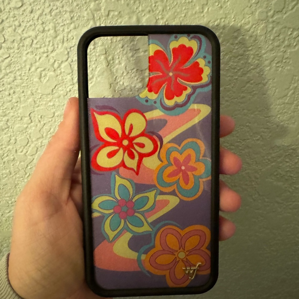 Floral Pattern Phone Case - Black and Multicolor
